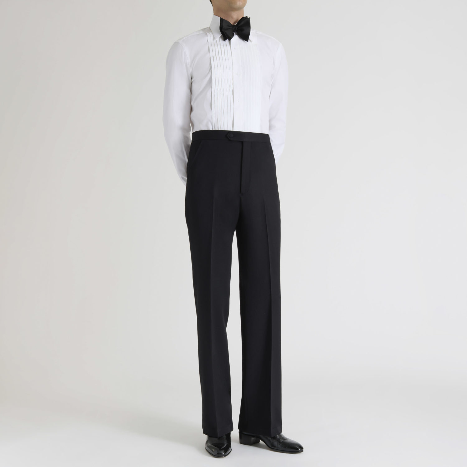FLARED TROUSERS IN WOOL GRAIN DE POUDRE - BLACK_1
