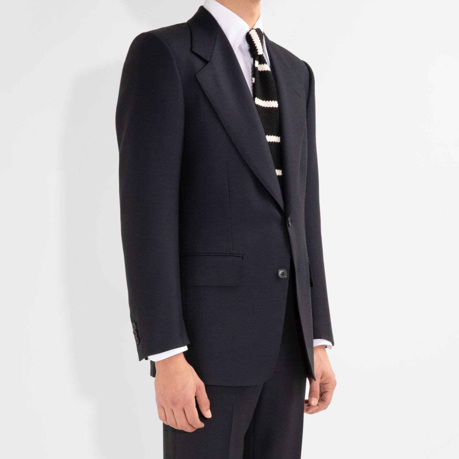 COSTUME DROIT EN CAVIAR - BLEU MARINE – Image 2