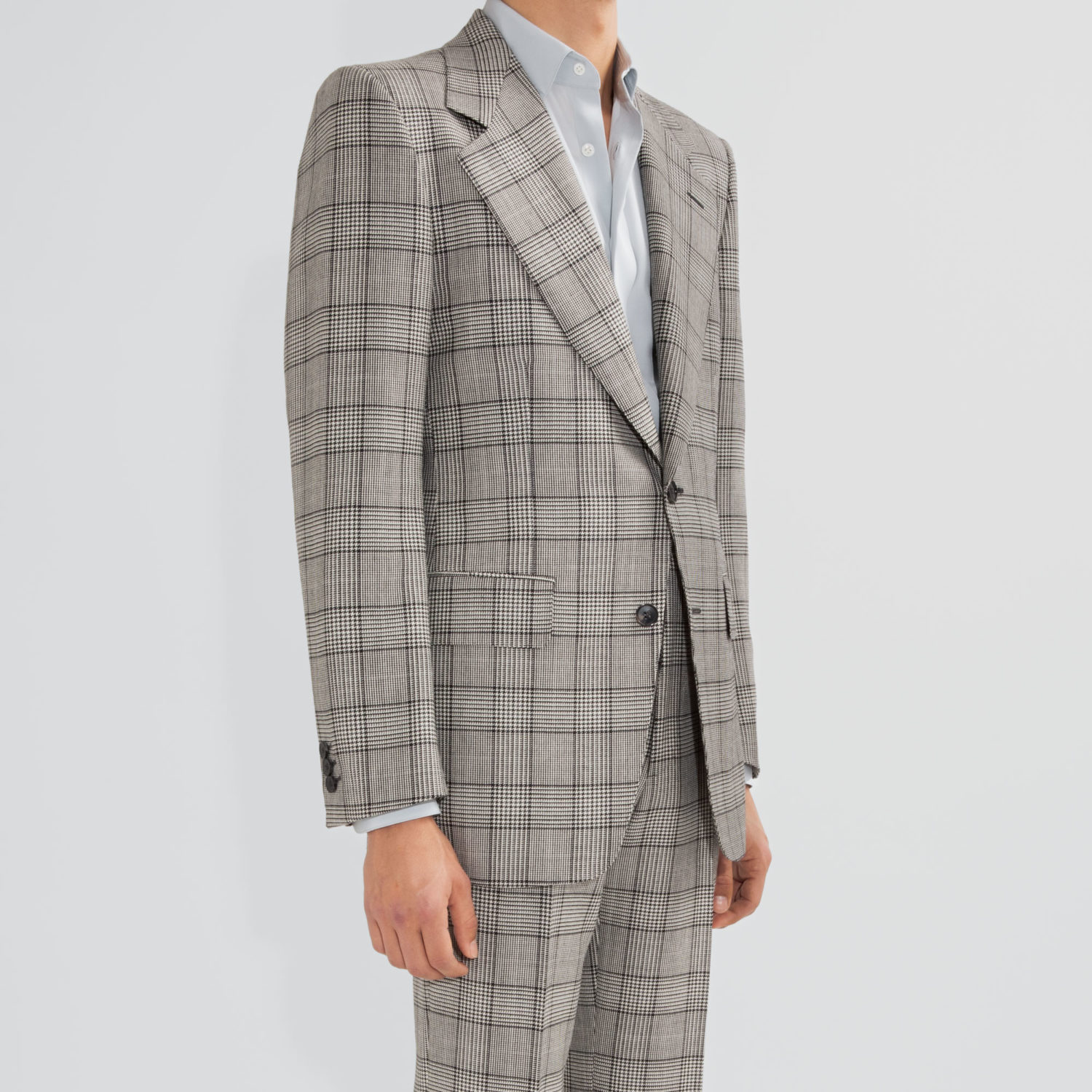 COSTUME DROIT EN LAINE MÉRINOS - PRINCE DE GALLES NOIR ET BLANC – Image 2