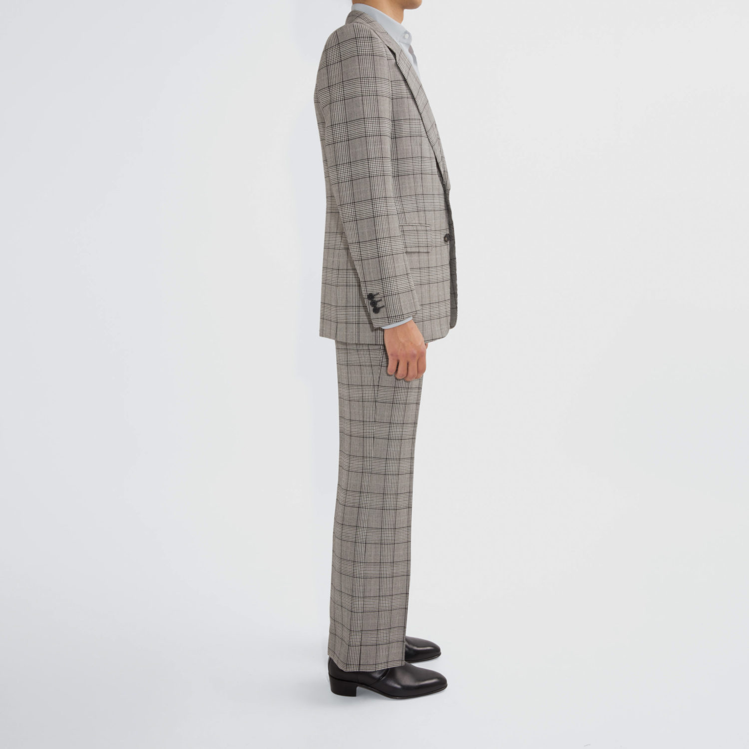 COSTUME DROIT EN LAINE MÉRINOS - PRINCE DE GALLES NOIR ET BLANC – Image 3