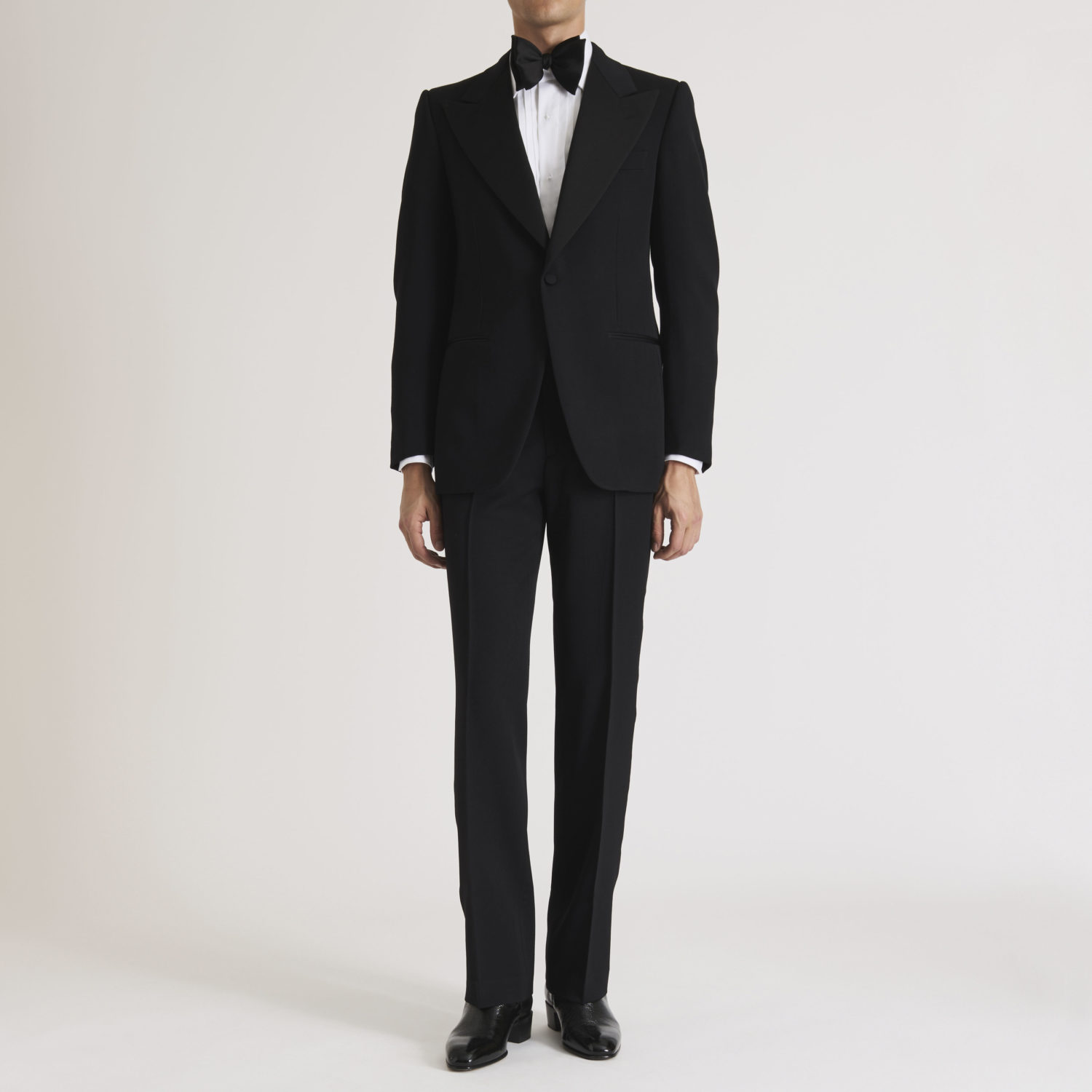 SINGLE-BREASTED TUXEDO IN WOOL GRAIN DE POUDRE - BLACK_1_1457