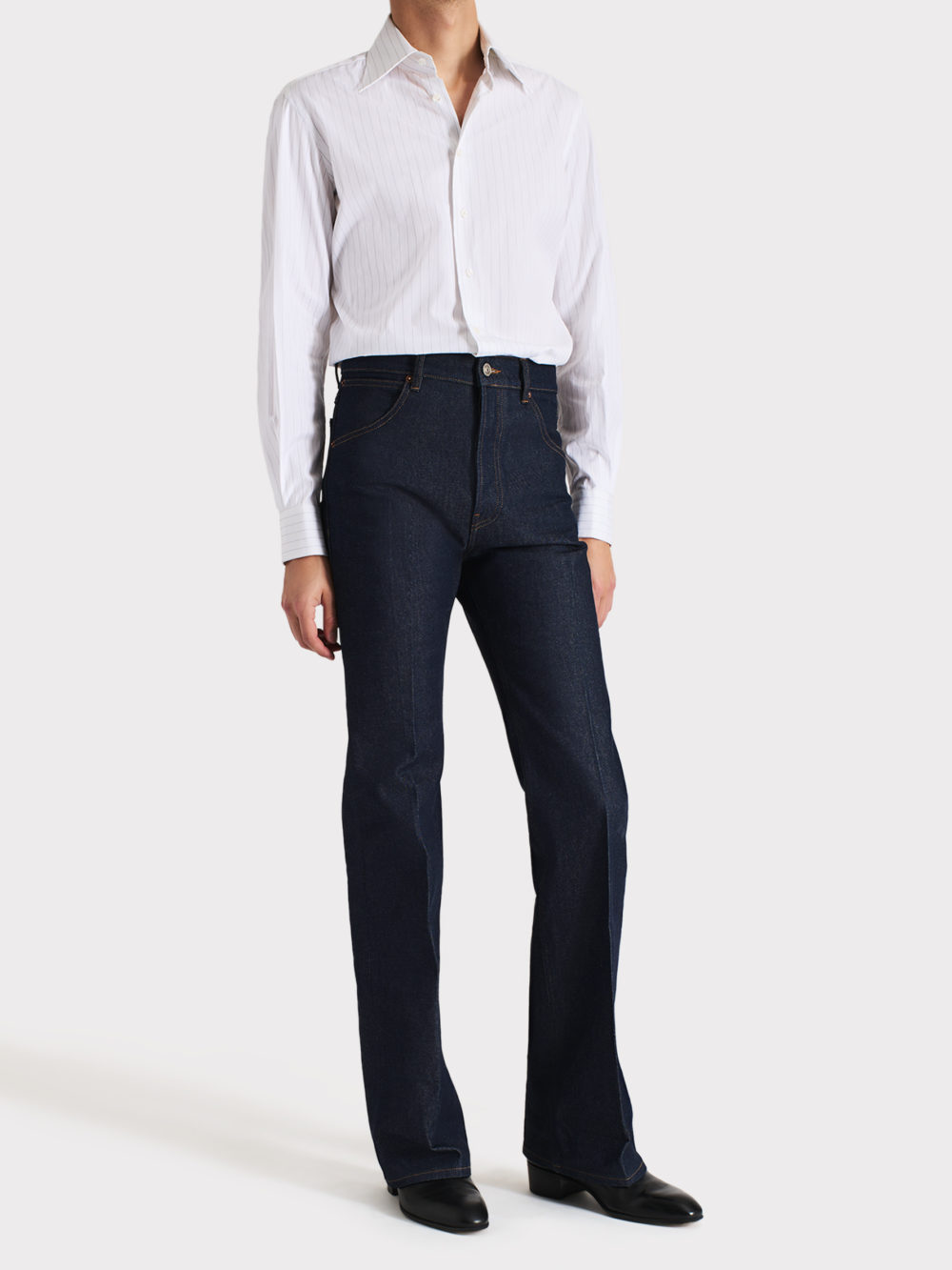 011_FLARED JEANS IN COTTON DENIM - INDIGO_1_0412