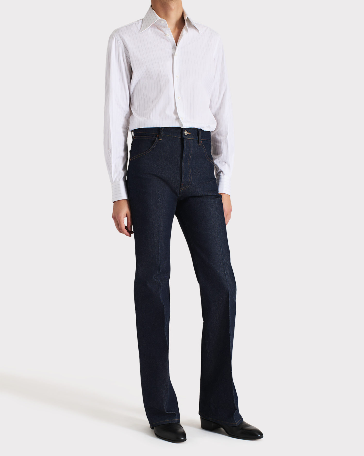 011_FLARED JEANS IN COTTON DENIM - INDIGO_1_0412