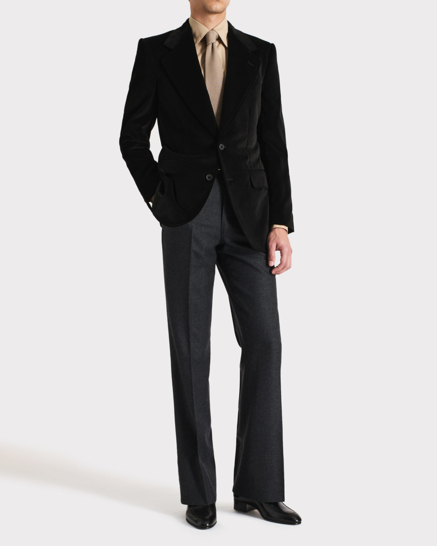 017_SINGLE-BREASTED JACKET IN COTTON VELVET - BLACK_1_0583_OK
