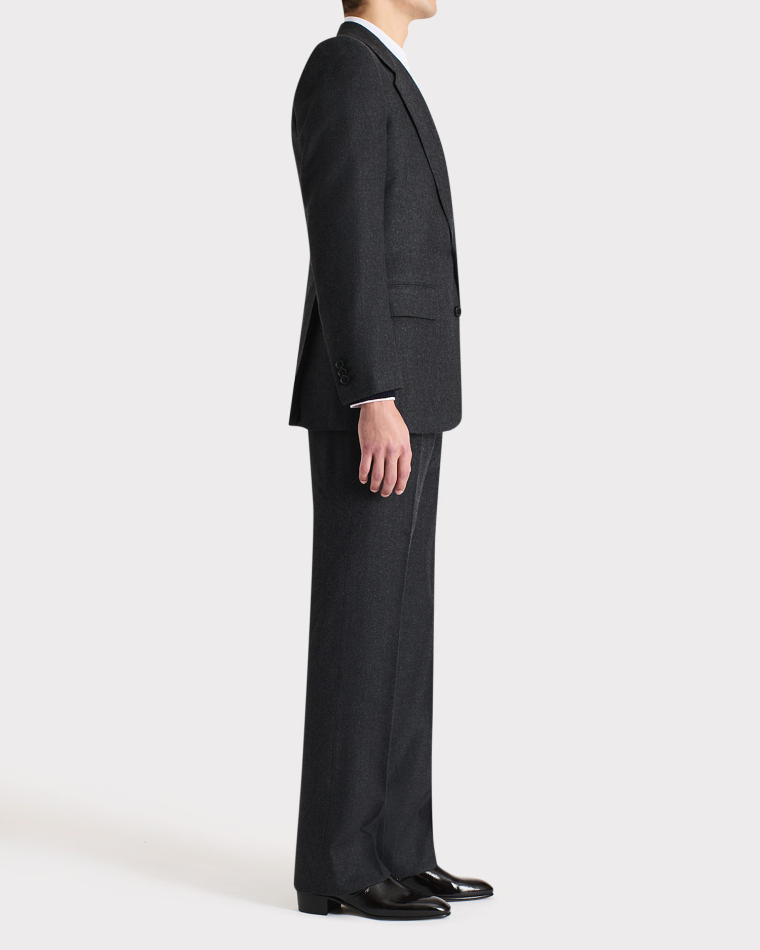 COSTUME DROIT EN LAINE FLANELLE - ANTHRACITE – Image 3