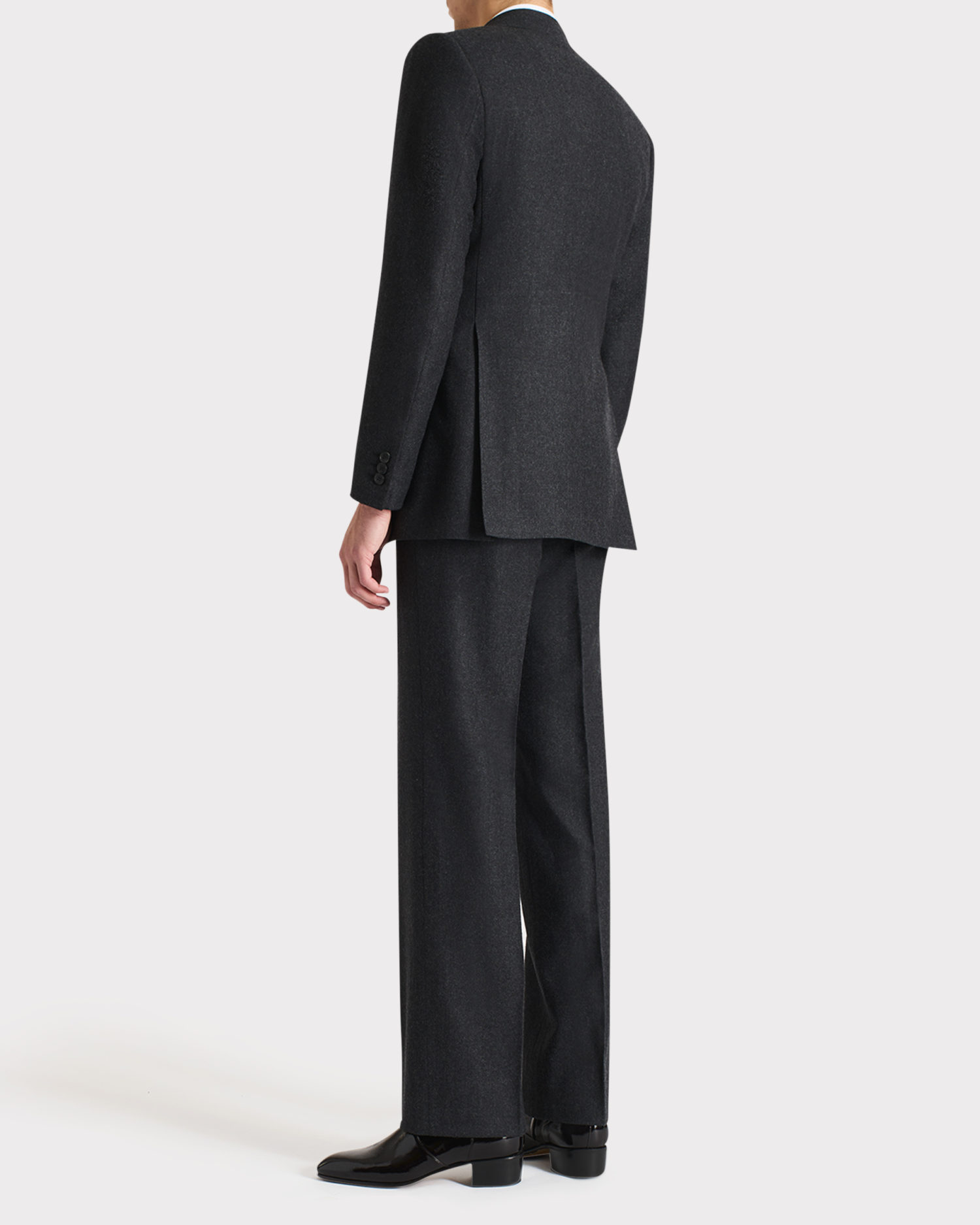 COSTUME DROIT EN LAINE FLANELLE - ANTHRACITE – Image 4