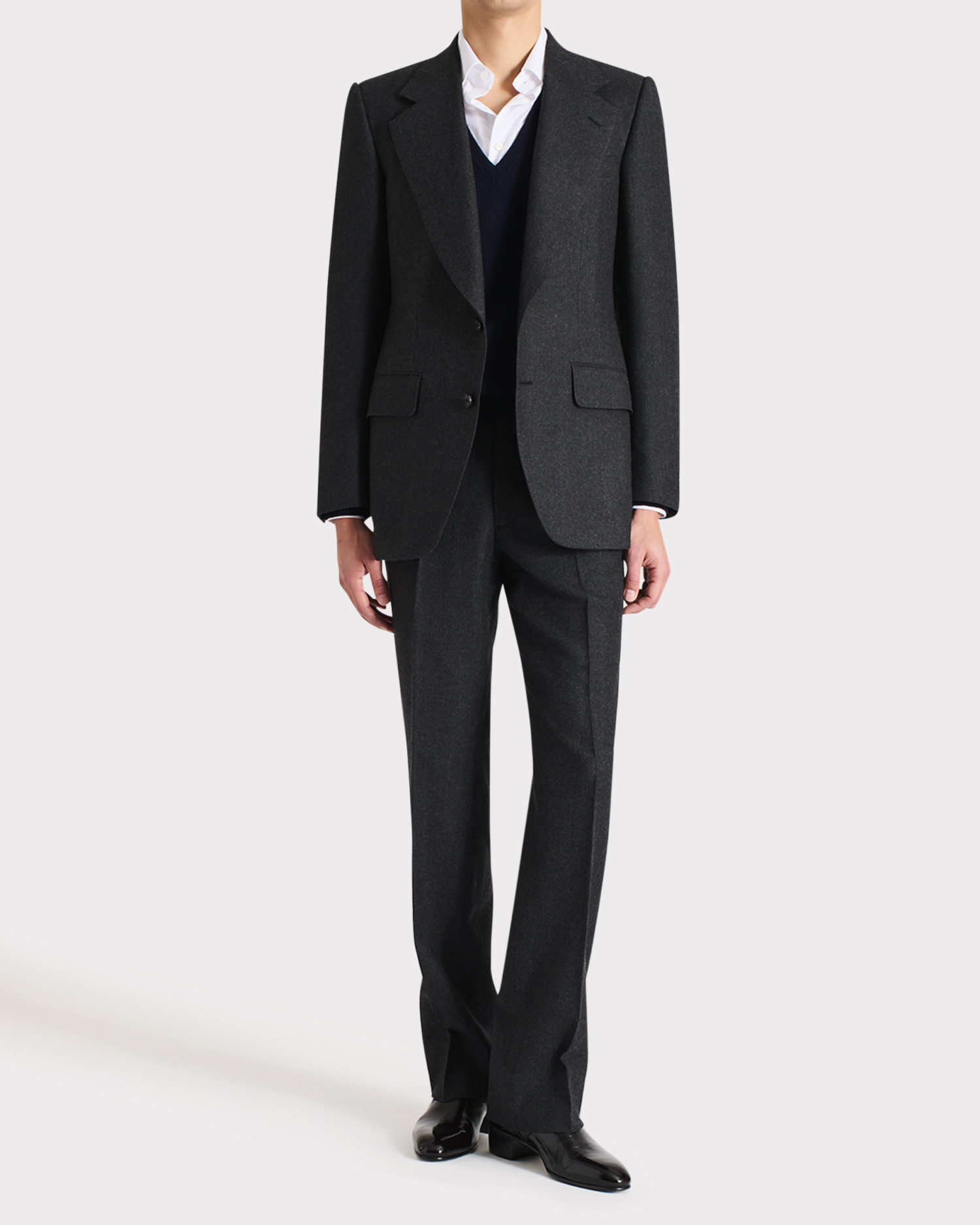 COSTUME DROIT EN LAINE FLANELLE - ANTHRACITE – Image 5