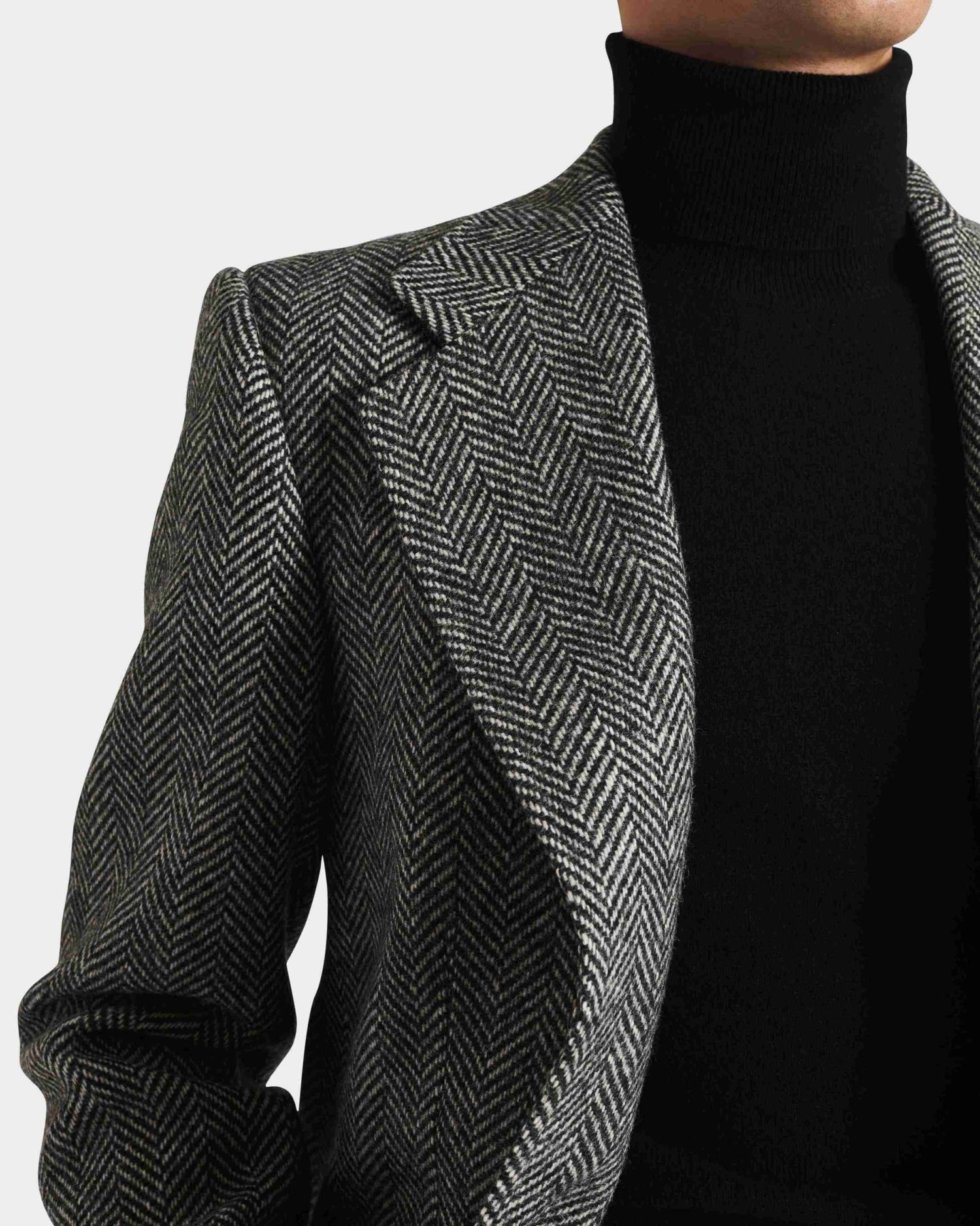 VESTE DROITE EN TWEED - CHEVRONS NOIR ET BLANC – Image 2