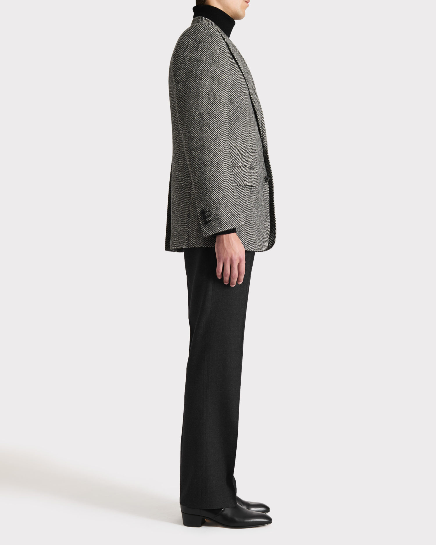 VESTE DROITE EN TWEED - CHEVRONS NOIR ET BLANC – Image 3